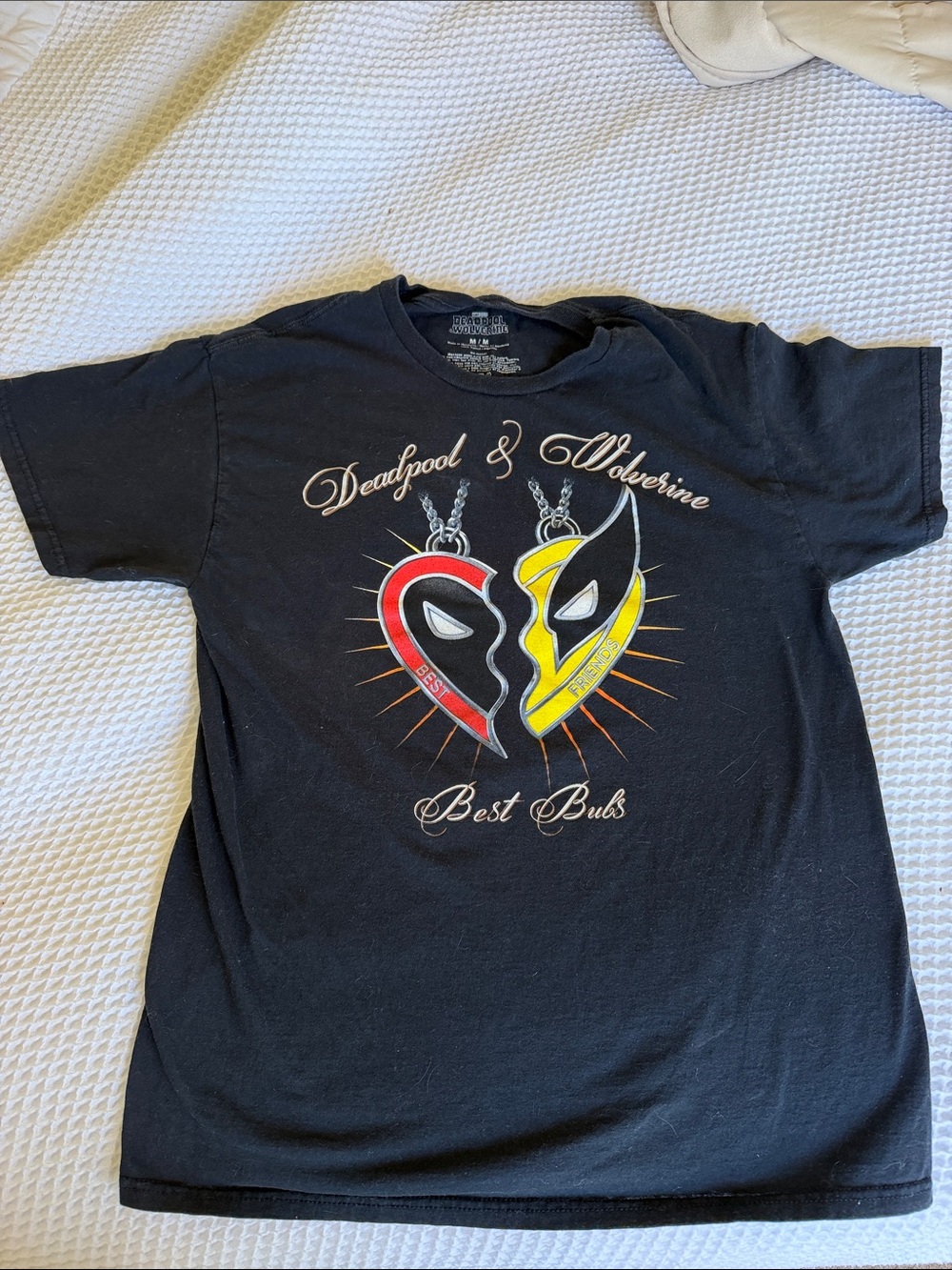 Marvel Black Deadpool & Wolverine Heart Graphic Tee